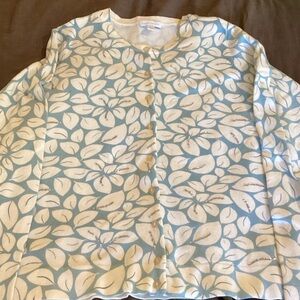 Charter Club Cream and Light Blue Knit Top